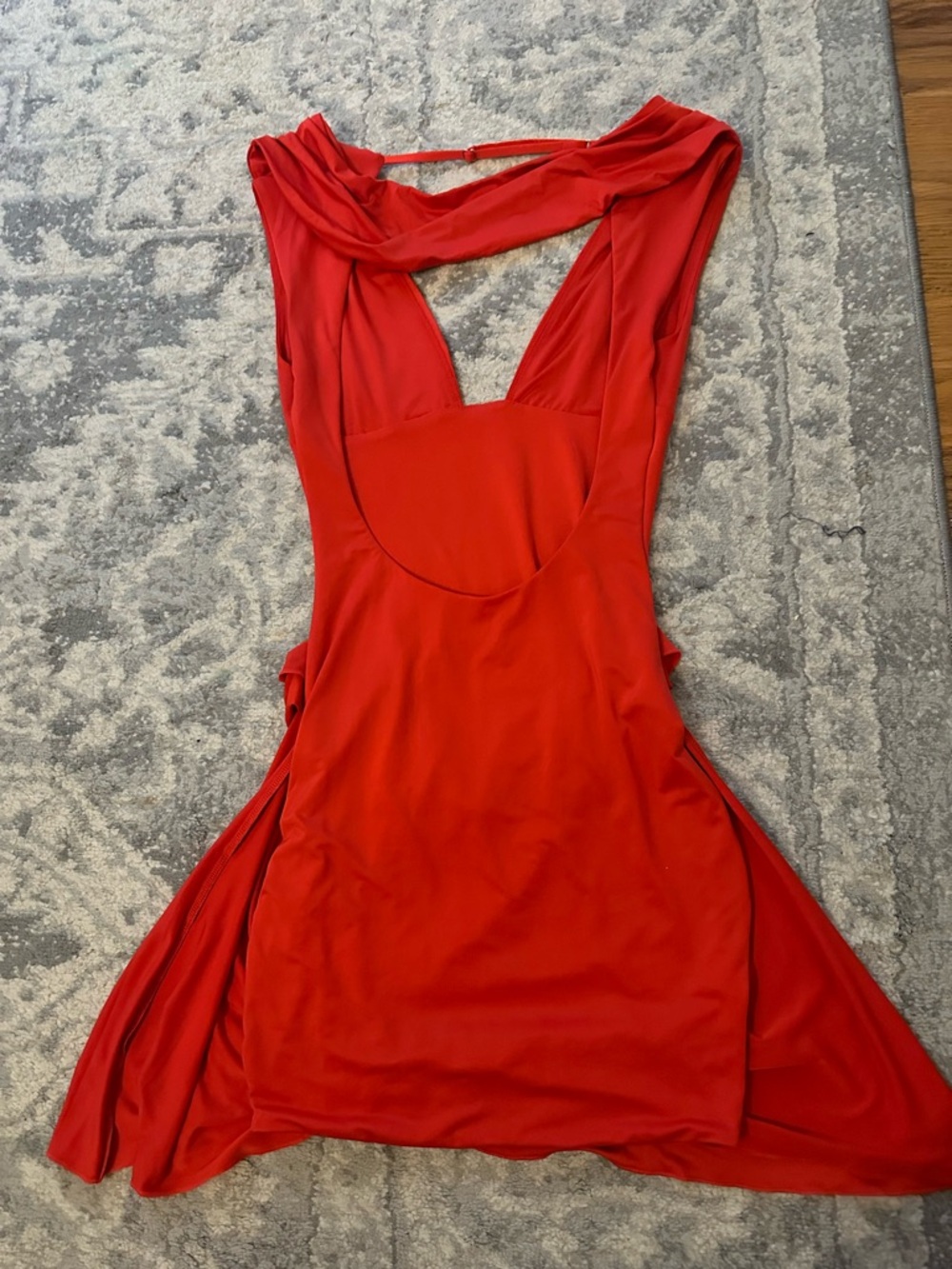 Oh Polly Red V-Neck Mini Dress with Draped Waist NWT XS - Picture 3 of 3
